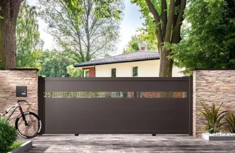 Portail alu coulissant électrique, modèle lineo life